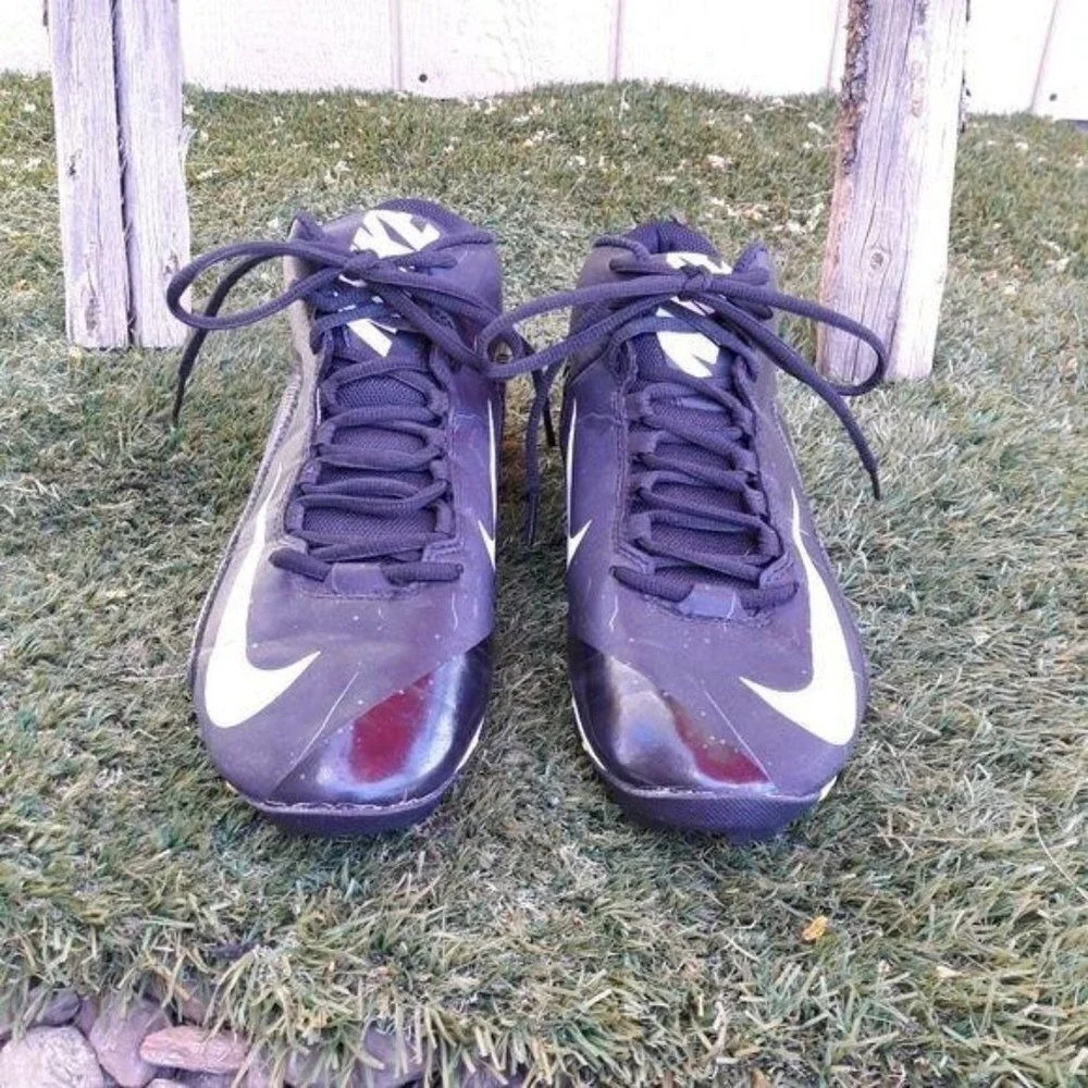 Nike‎ 2725236 002 Football Cleats Alpha Shark 2 Paint Splatter Black White Sz 9